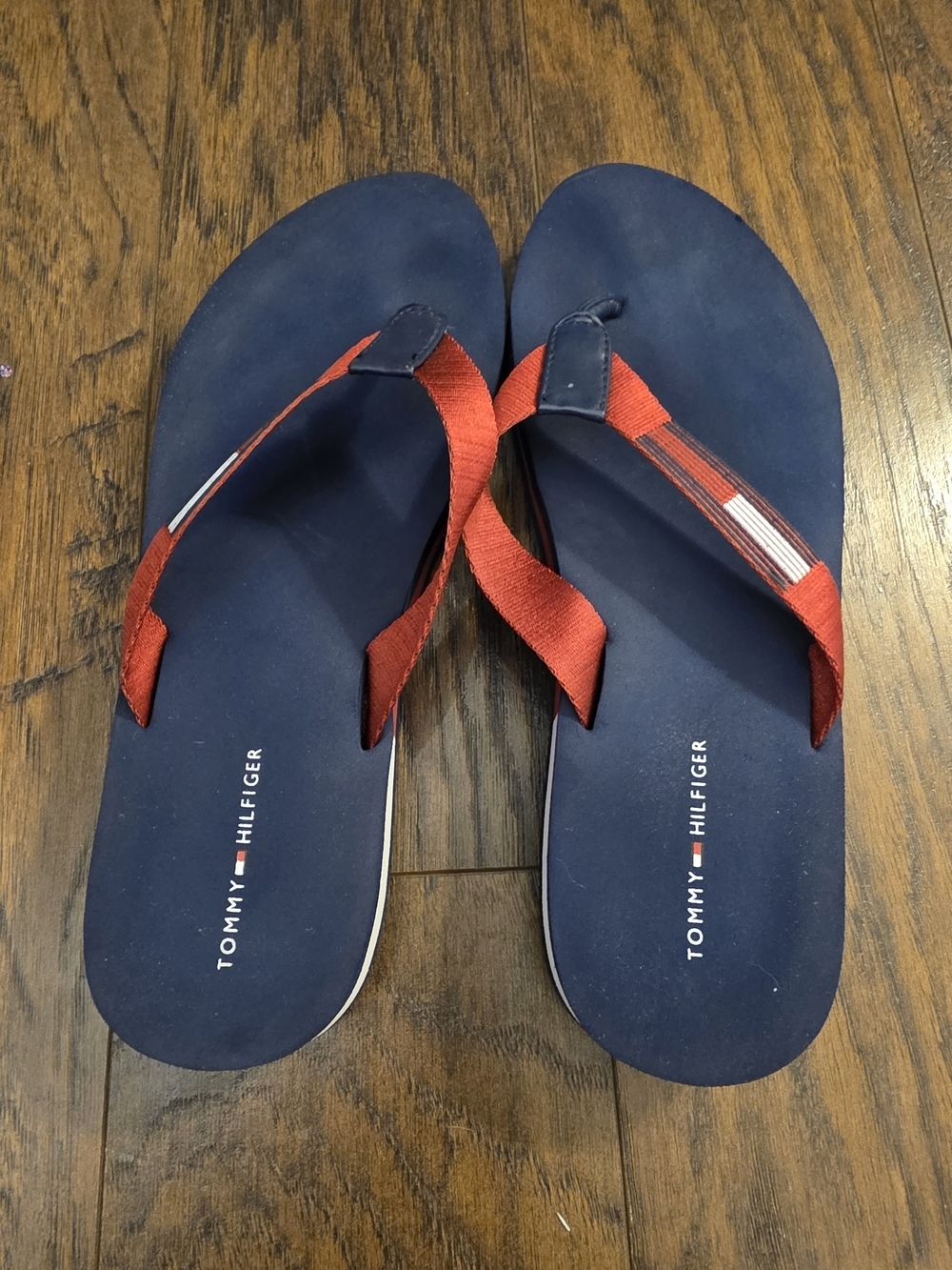 Tommy Hilfiger Navy & Red Platform Flip Flops - Picture 3 of 5